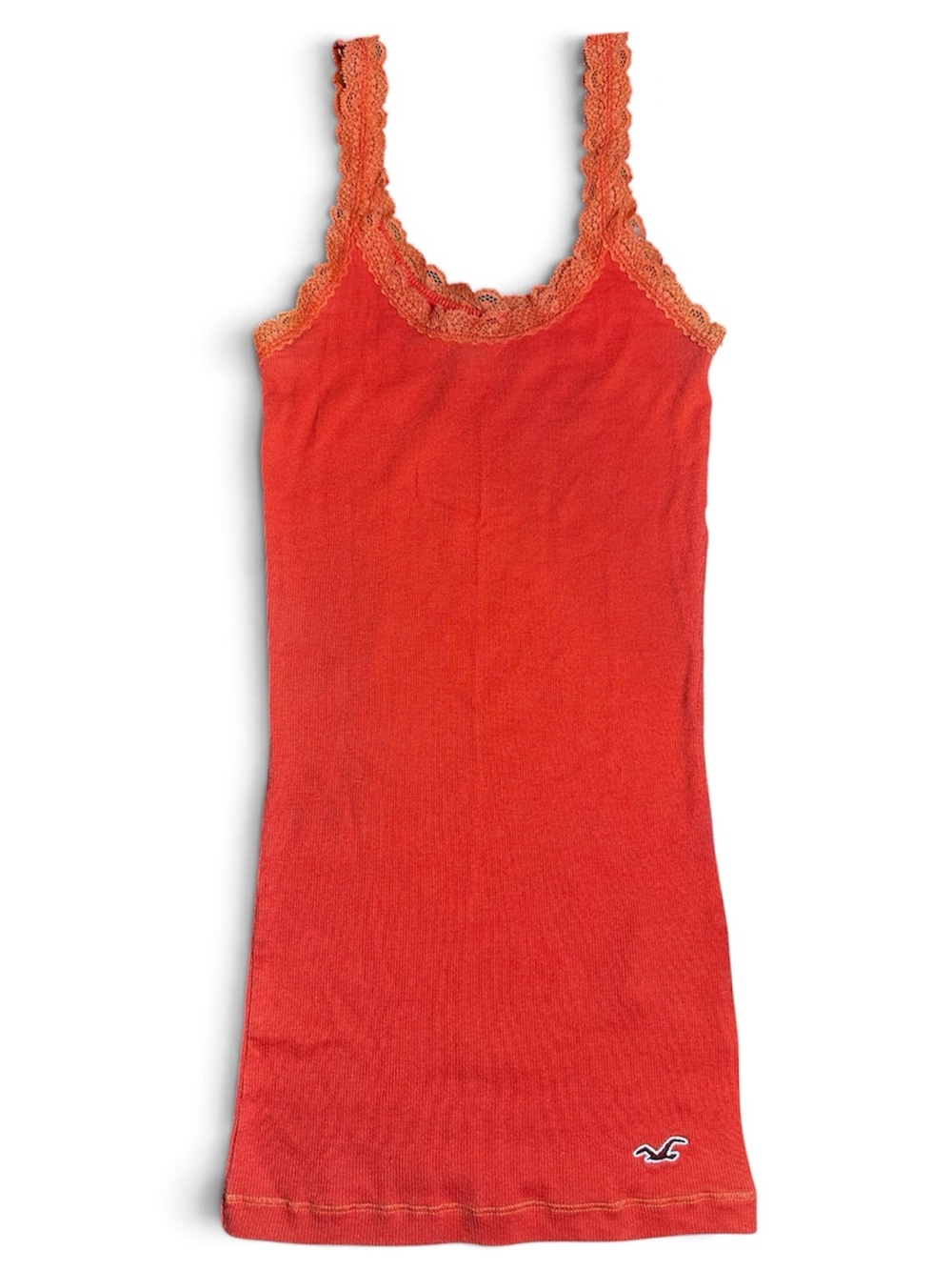 Hollister Red Lace-Trim Ribbed Tank